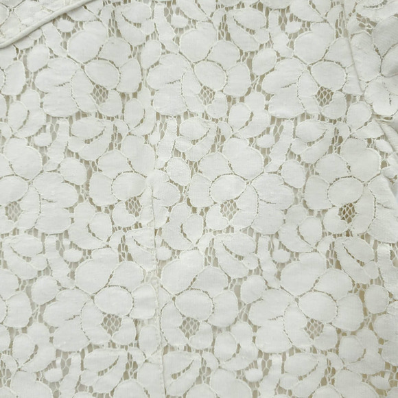 Sanctuary Women's Silk Lace Short Sleeve Button Up Cream Blouse Small - Picture 3 of 9